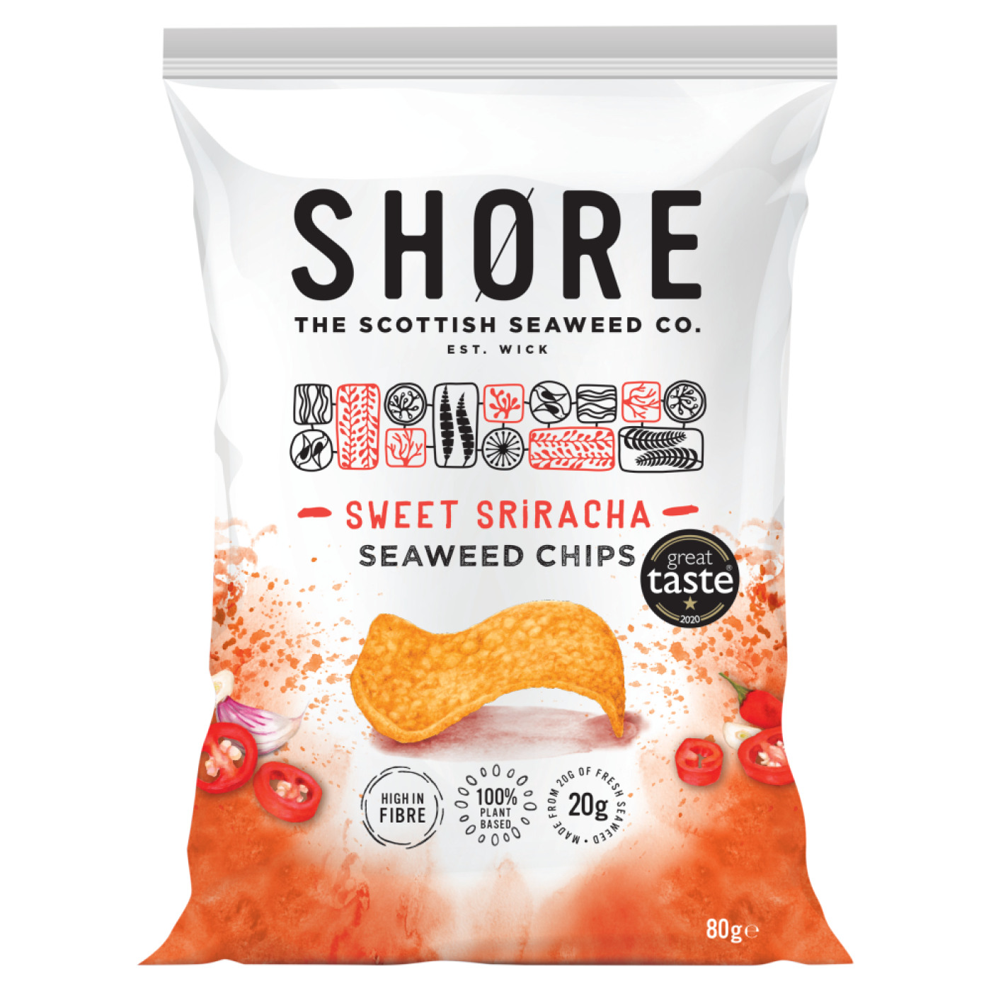 Shore, Sriracha Seaweed Chips 80g
