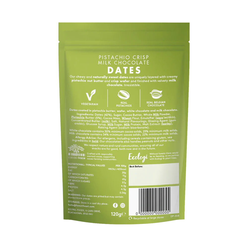 Pistachio Crisp Milk Chocolate Dates