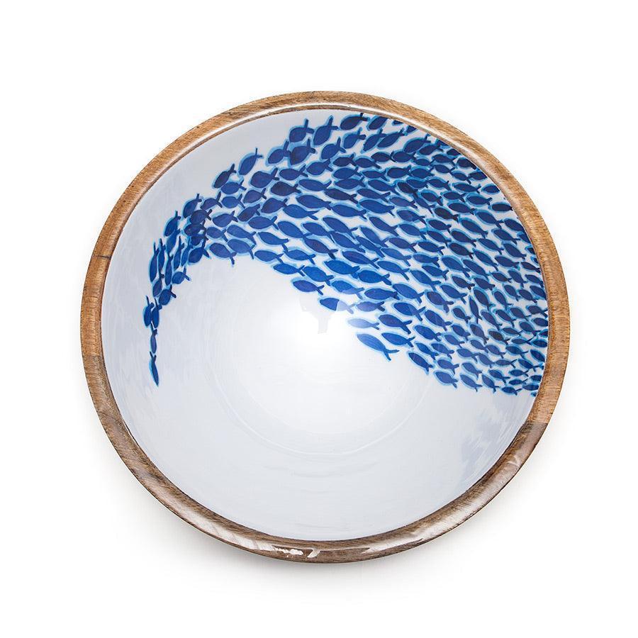 Fish Shoal Wooden Bowl 25cm