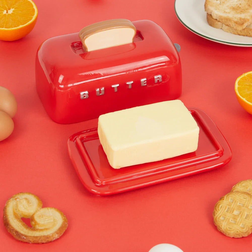 Balvi - Toasty Ceramic Butter Dish Red