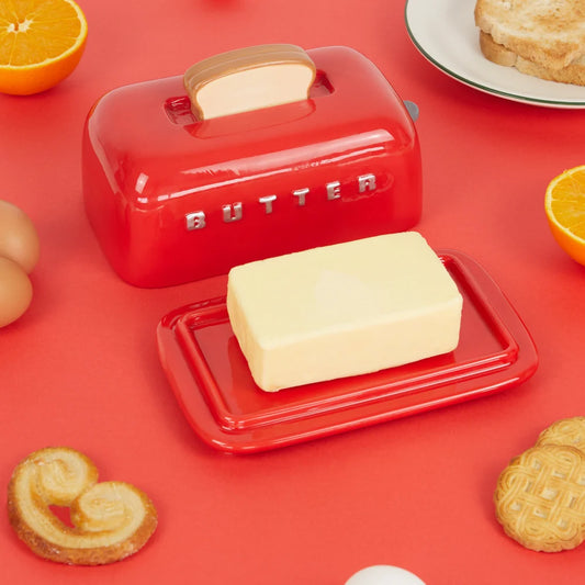 Balvi - Toasty Ceramic Butter Dish Red
