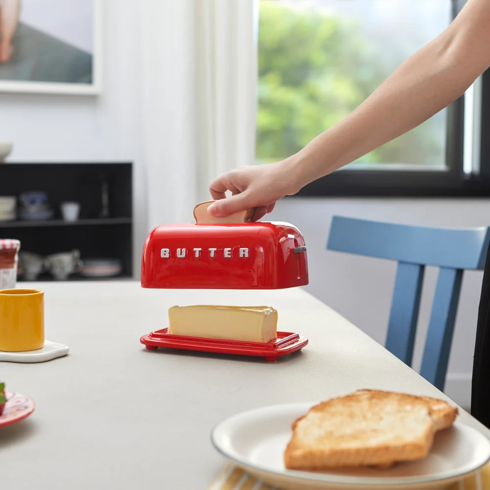 Balvi - Toasty Ceramic Butter Dish Red