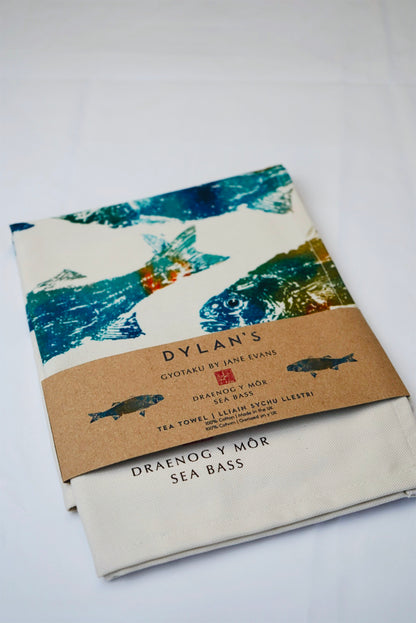 Dylan’s Draenog Y Môr/Sea Bass Tea Towel