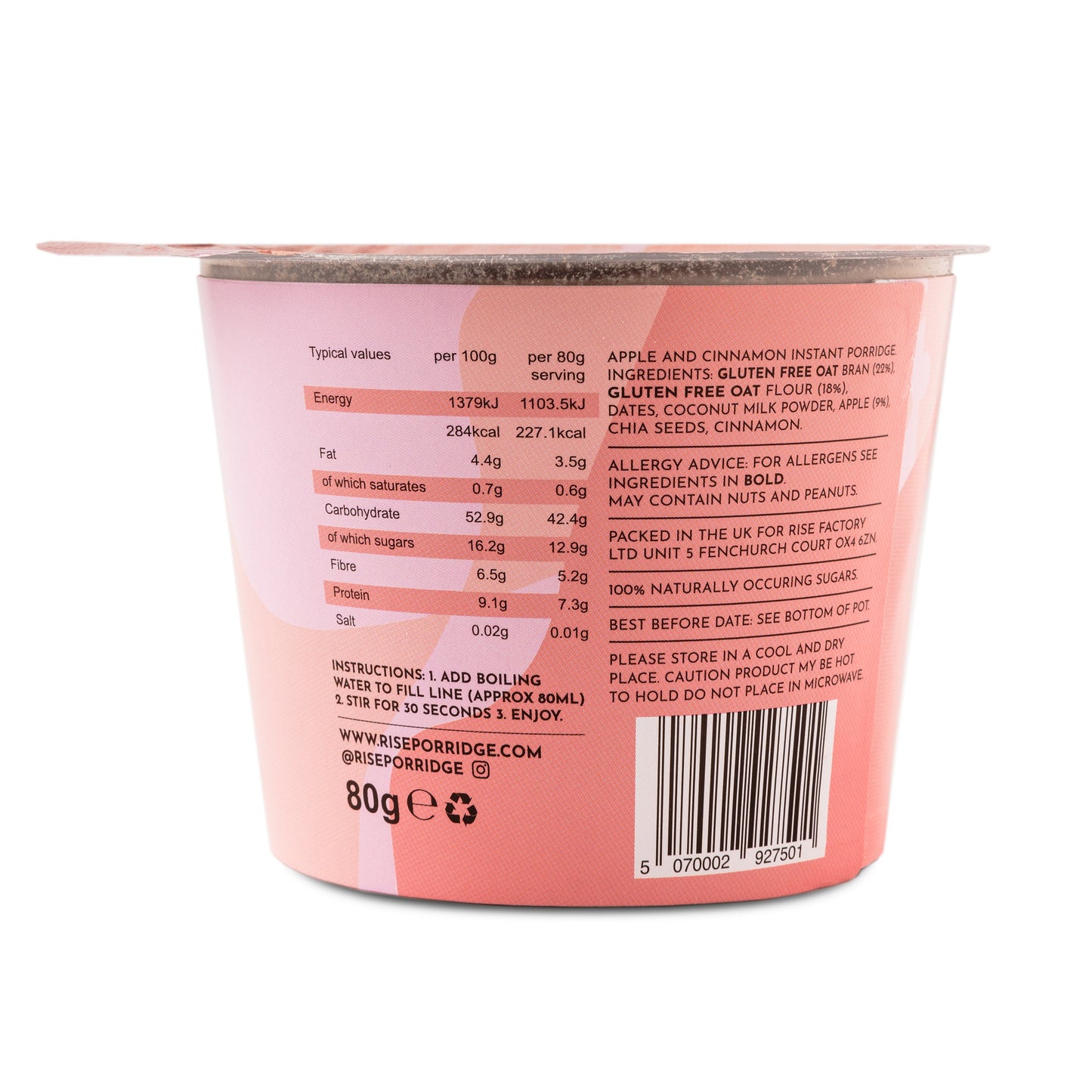 Apple & Cinnamon - Blitzed Grain Porridge Pots (80g)