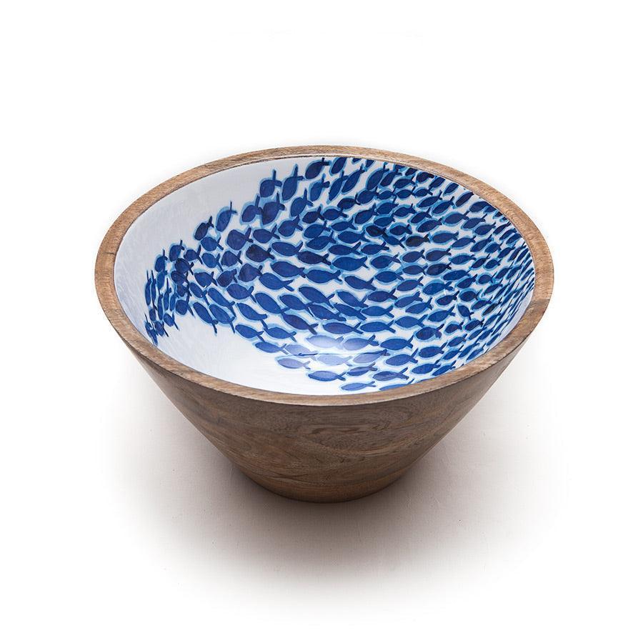 Fish Shoal Wooden Bowl 25cm