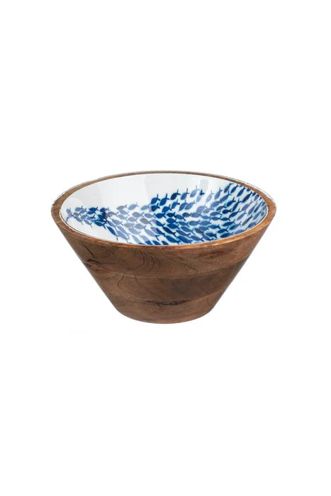 Fish Shoal Wooden Bowl 25cm